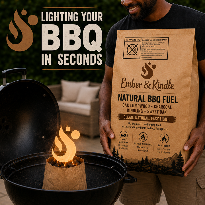 Instant Light Lumpwood Charcoal – 12 x 1KG Oak Infused Bags | Restaurant Grade