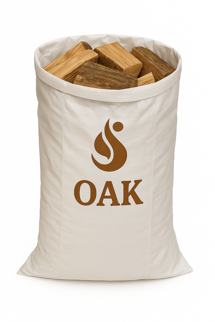 28kg Mixed Firewood Logs Sack - Premium Kiln Dried Oak And Birch