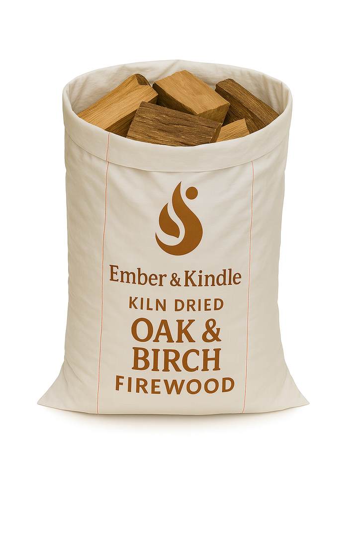 28kg Mixed Firewood Logs Sack - Premium Kiln Dried Oak And Birch